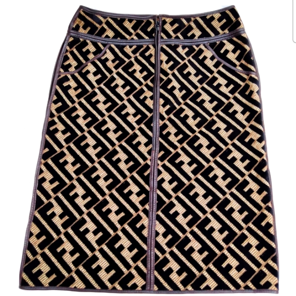Fendi Skirt ZUCCA Brown Cotton